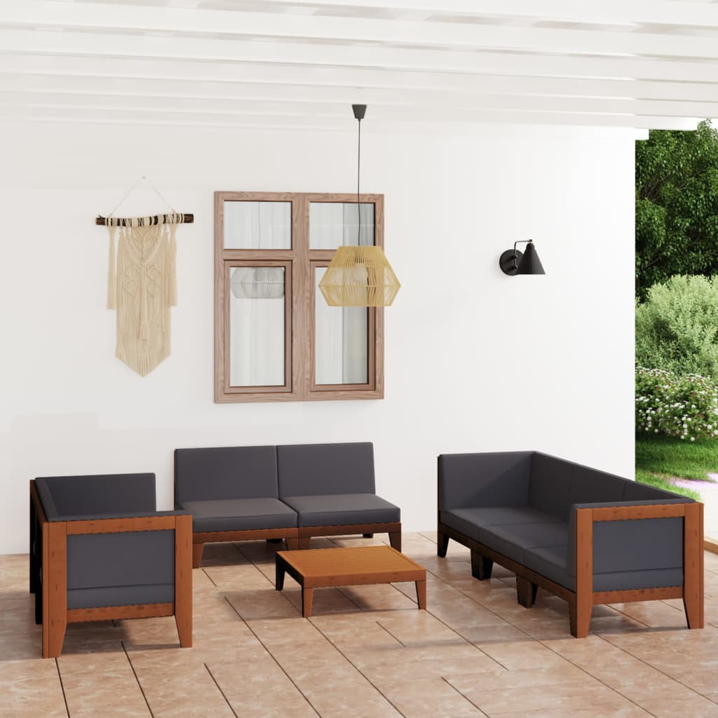 Set Divani da Giardino 9 pz con Cuscini in Massello di Acacia cod mxl 37879