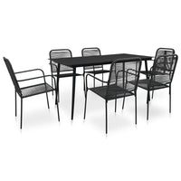 Set da Pranzo da Esterni 7 pz in Corda di Cotone e Acciaio Nero cod mxl 38908