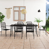 Set da Pranzo da Esterni 7 pz in Corda di Cotone e Acciaio Nero cod mxl 39014