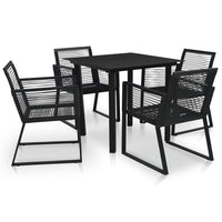 Set da Pranzo da Giardino 5 pz in Rattan PVC Nero cod mxl 43595