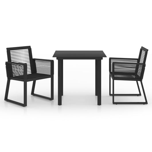 Set da Pranzo da Giardino 3 pz in Rattan PVC Nero cod mxl 43673