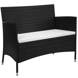 Set Divani da Giardino 2 pz con Cuscino in Polyrattan Nero 3059319