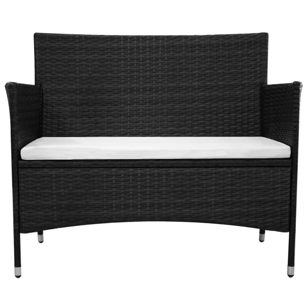 Set Divani da Giardino 2 pz con Cuscino in Polyrattan Nero 3059319