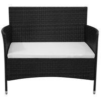 Set Divani da Giardino 2 pz con Cuscino in Polyrattan Nero 3059319