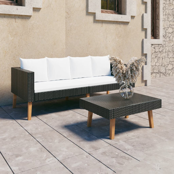 Set Divani da Giardino 2 pz con Cuscini in Polyrattan Nero 3059336