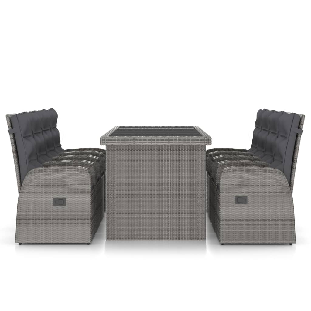 Set da Pranzo da Giardino 9 pz con Cuscini in Polyrattan Grigio cod mxl 41553