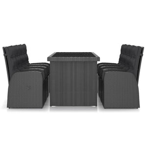 Set da Pranzo da Giardino 9 pz con Cuscini in Polyrattan Nero 3059343