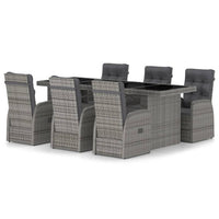 Set da Pranzo da Giardino 7 pz con Cuscini in Polyrattan Grigio cod mxl 41681