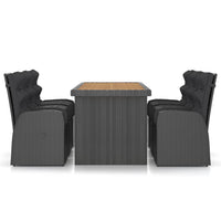 Set da Pranzo da Giardino 7 pz con Cuscini in Polyrattan Nero 3059346