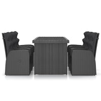 Set da Pranzo da Giardino 7 pz con Cuscini in Polyrattan Nero