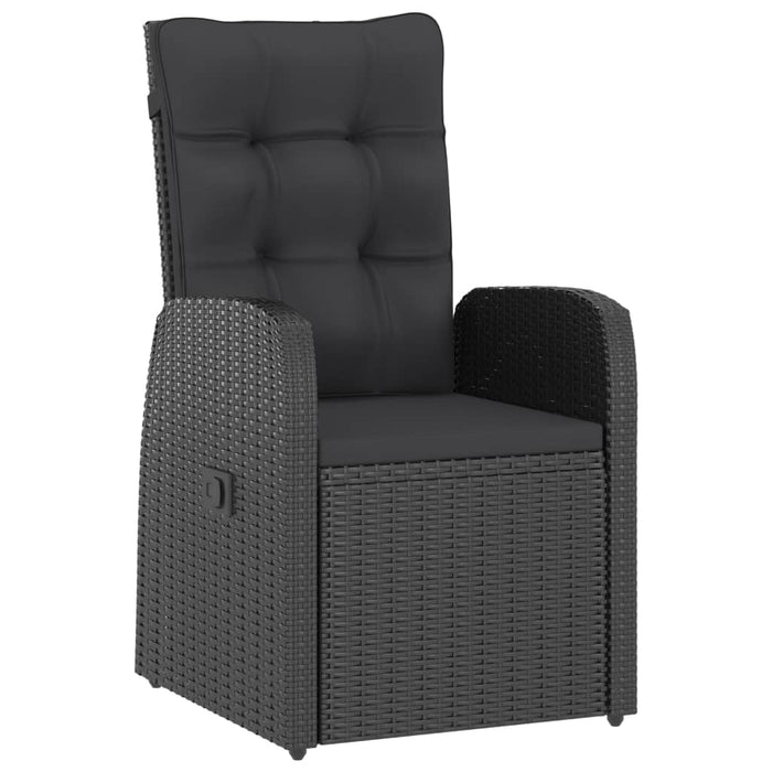 Set da Pranzo da Giardino 7 pz con Cuscini in Polyrattan Nero