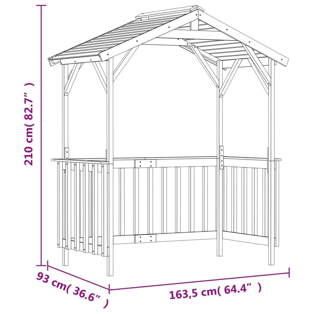 Capanno per Barbecue 163,5x93x210 cm in Pino Impregnato 315390