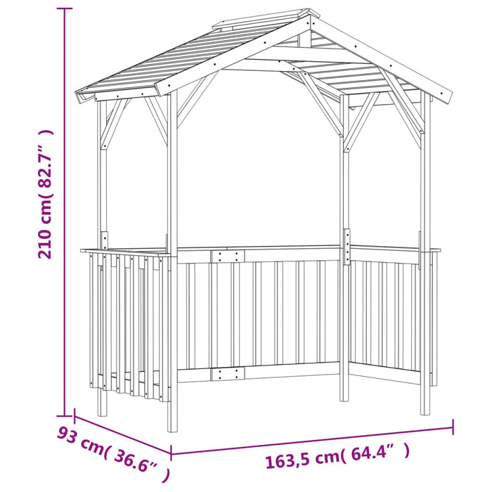 Capanno per Barbecue 163,5x93x210 cm in Pino Impregnato 315390