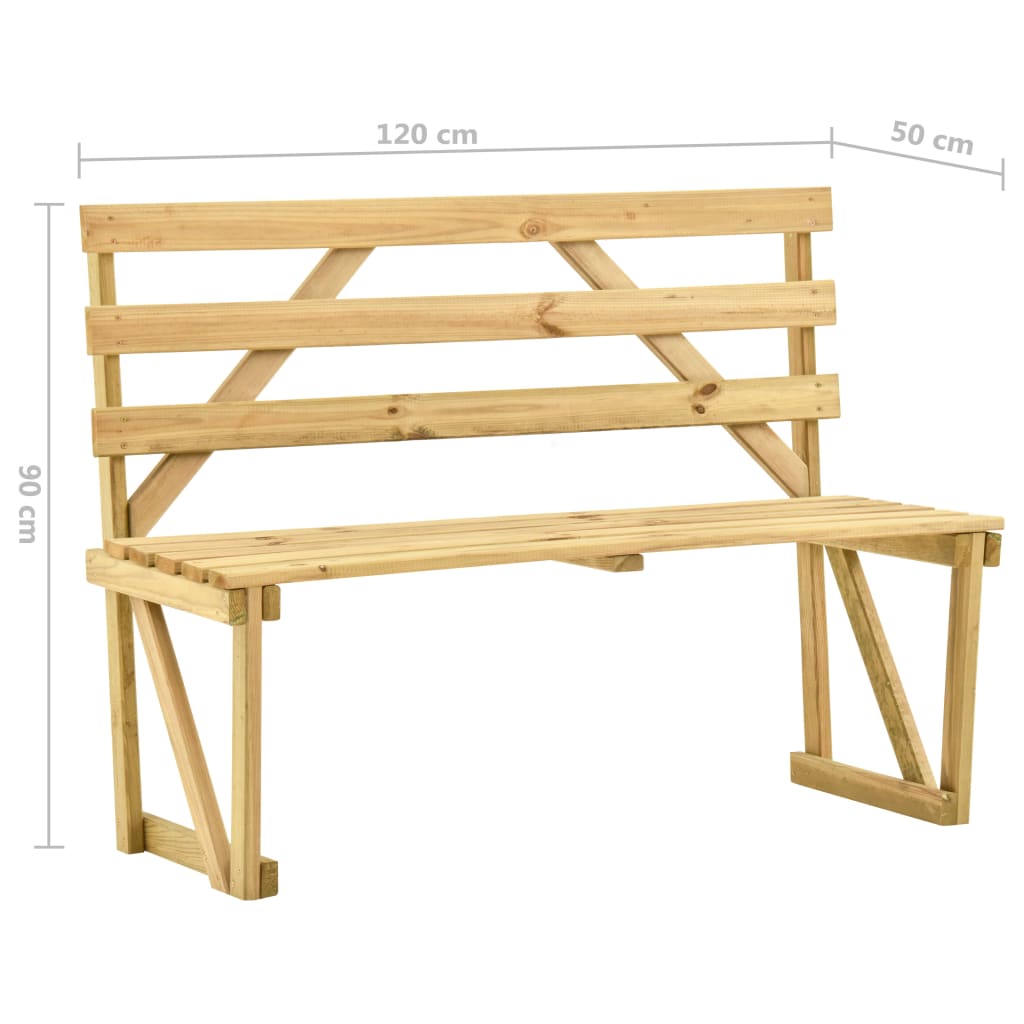 Panca da Giardino 120 cm in Legno di Pino Impregnato cod mxl 45931