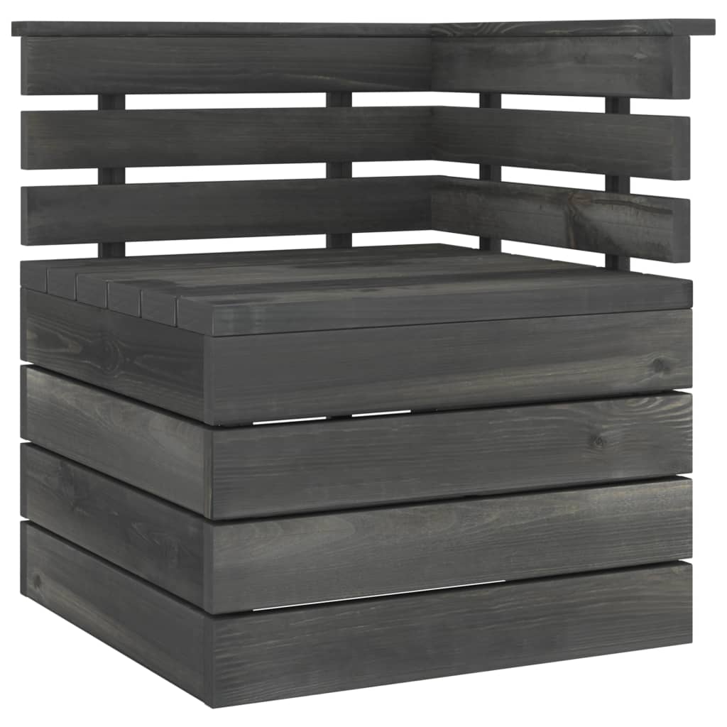 Divano Angolare da Giardino Pallet Legno di Pino Grigio Scuro 315419