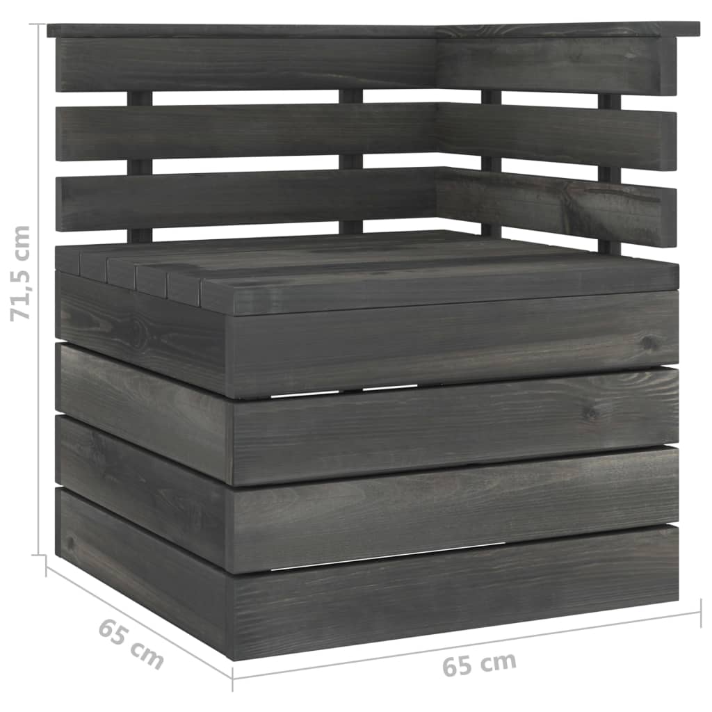 Divano Angolare da Giardino Pallet Legno di Pino Grigio Scuro 315419