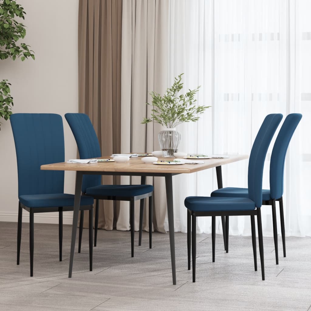 Sedie da Pranzo 4 pz Blu in Velluto cod mxl 14530