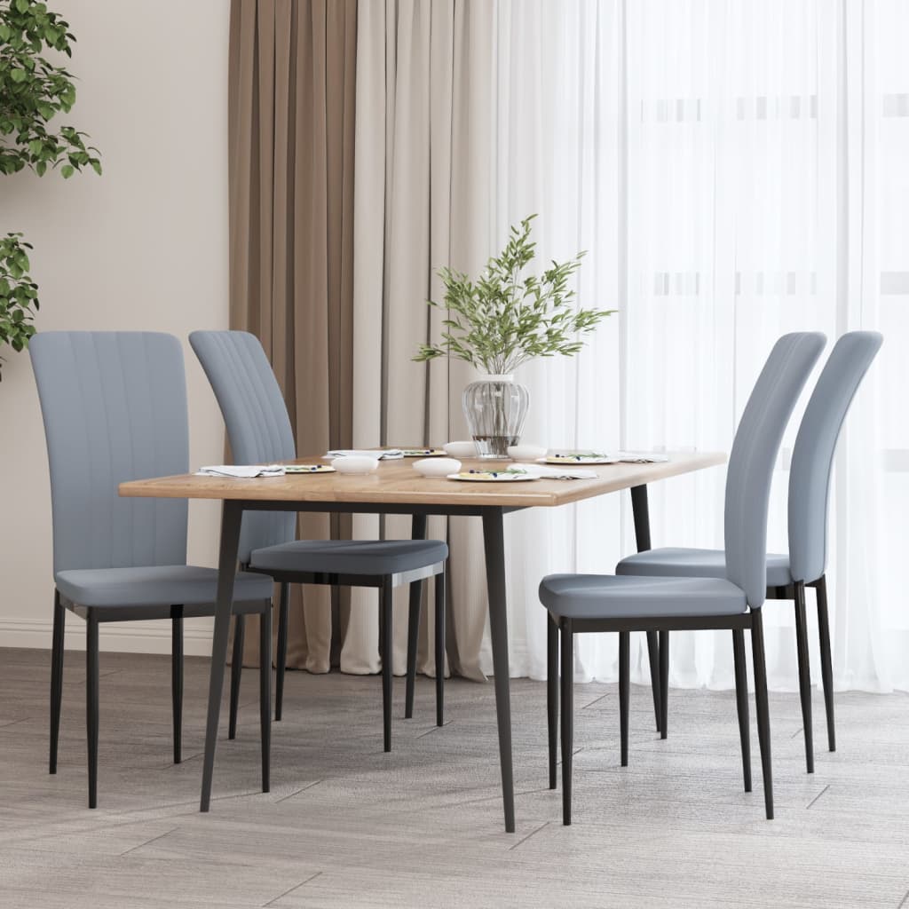 Sedie da Pranzo 4 pz Grigio Chiaro in Velluto cod mxl 14253