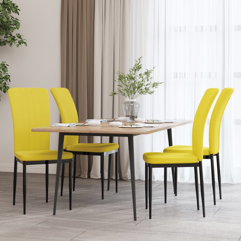 Sedie da Pranzo 4 pz Giallo Senape in Velluto 326111