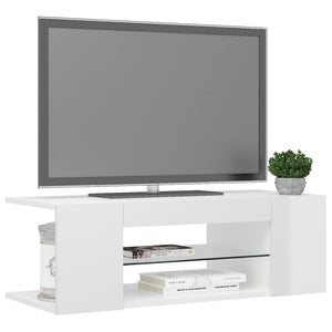 Mobile Porta TV con Luci LED Bianco Lucido 90x39x30 cm