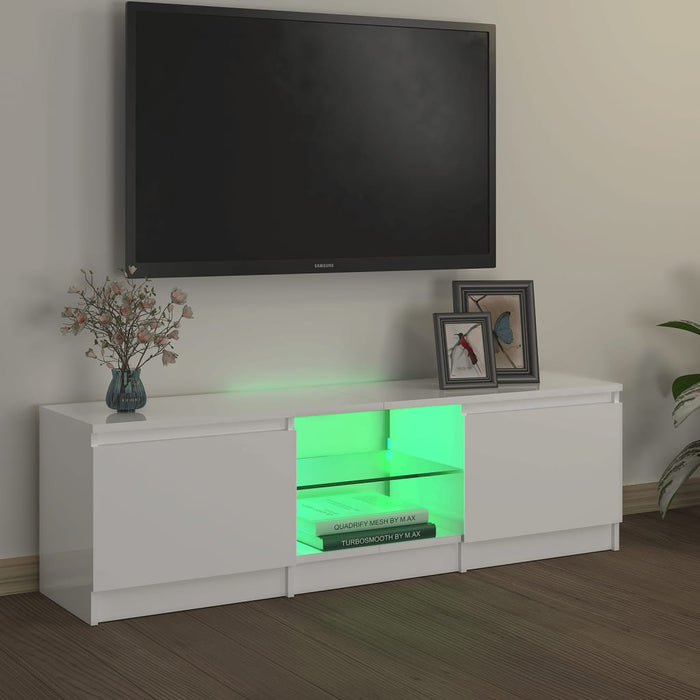 Mobile Porta TV con Luci LED Bianco Lucido 120x30x35,5 cm cod mxl 15034