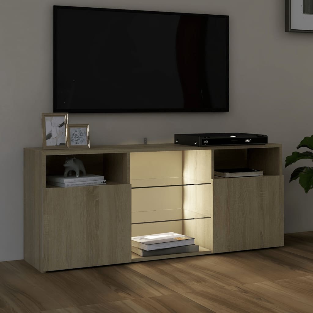 Mobile Porta TV con Luci LED Rovere Sonoma 120x30x50 cm 804304