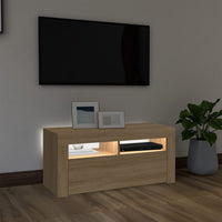 Mobile Porta TV con Luci LED Rovere Sonoma 90x35x40 cm 804322