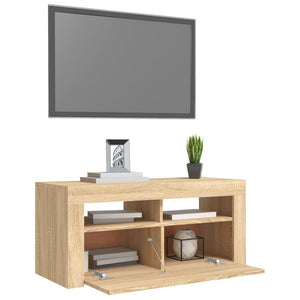 Mobile Porta TV con Luci LED Rovere Sonoma 90x35x40 cm 804322