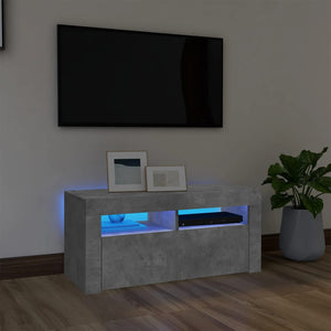 Mobile Porta TV con Luci LED Grigio Cemento 90x35x40 cm 804323