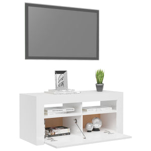 Mobile Porta TV con Luci LED Bianco Lucido 90x35x40 cm cod mxl 52906