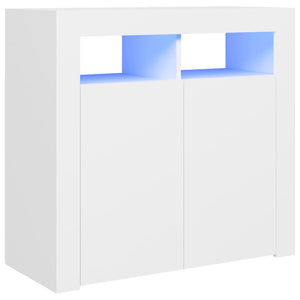 Credenza con Luci a LED Bianca 80x35x75 cm