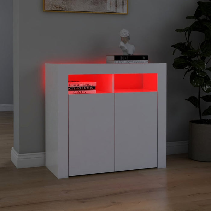 Credenza con Luci a LED Bianca 80x35x75 cm