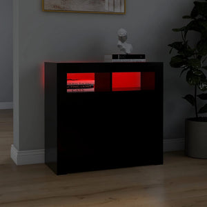 Credenza con Luci LED Nera 80x35x75 cm