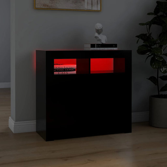 Credenza con Luci LED Nera 80x35x75 cm 804329