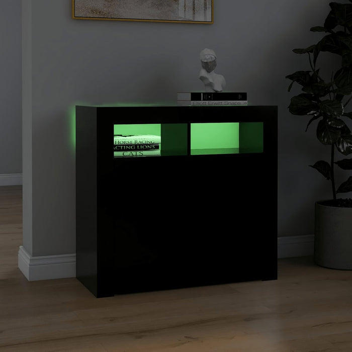 Credenza con Luci LED Nera 80x35x75 cm 804329