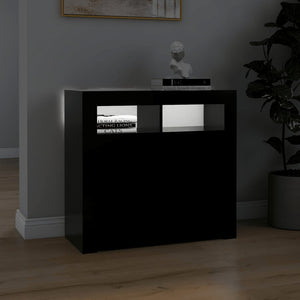 Credenza con Luci LED Nera 80x35x75 cm