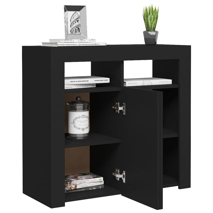 Credenza con Luci LED Nera 80x35x75 cm 804329