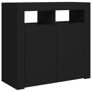 Credenza con Luci LED Nera 80x35x75 cm 804329