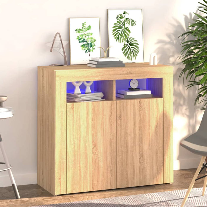 Credenza con Luci LED Rovere Sonoma 80x35x75 cm cod mxl 48247