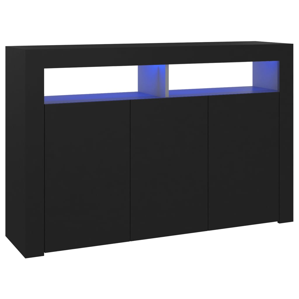 Credenza con Luci LED Nera 115,5x30x75 cm 804338