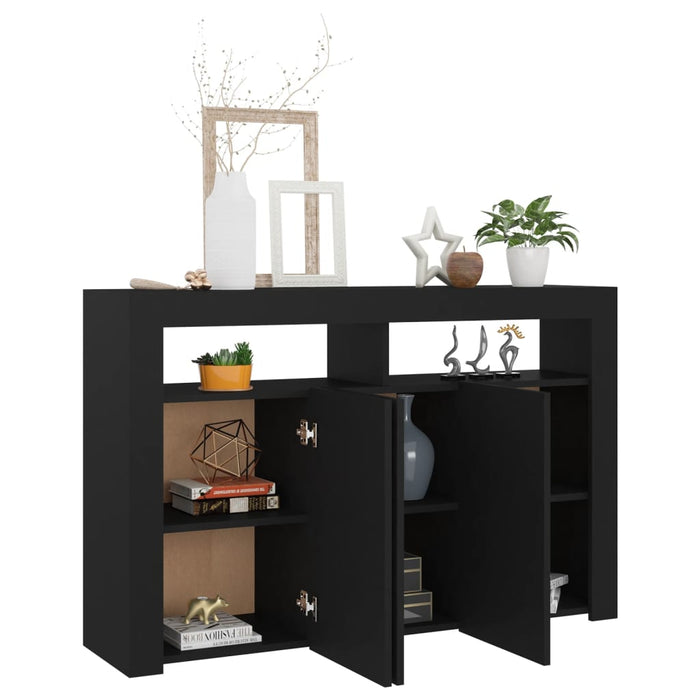 Credenza con Luci LED Nera 115,5x30x75 cm 804338