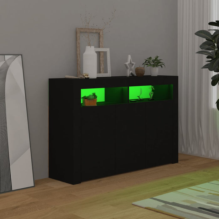 Credenza con Luci LED Nera 115,5x30x75 cm 804338