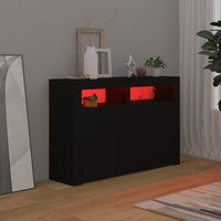 Credenza con Luci LED Nera 115,5x30x75 cm 804338