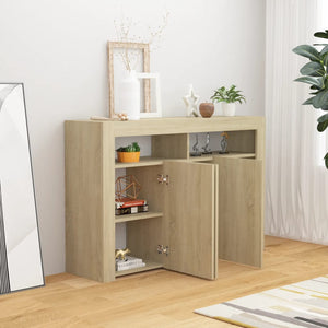 Credenza con Luci LED Rovere Sonoma 115,5x30x75 cm cod mxl 65681