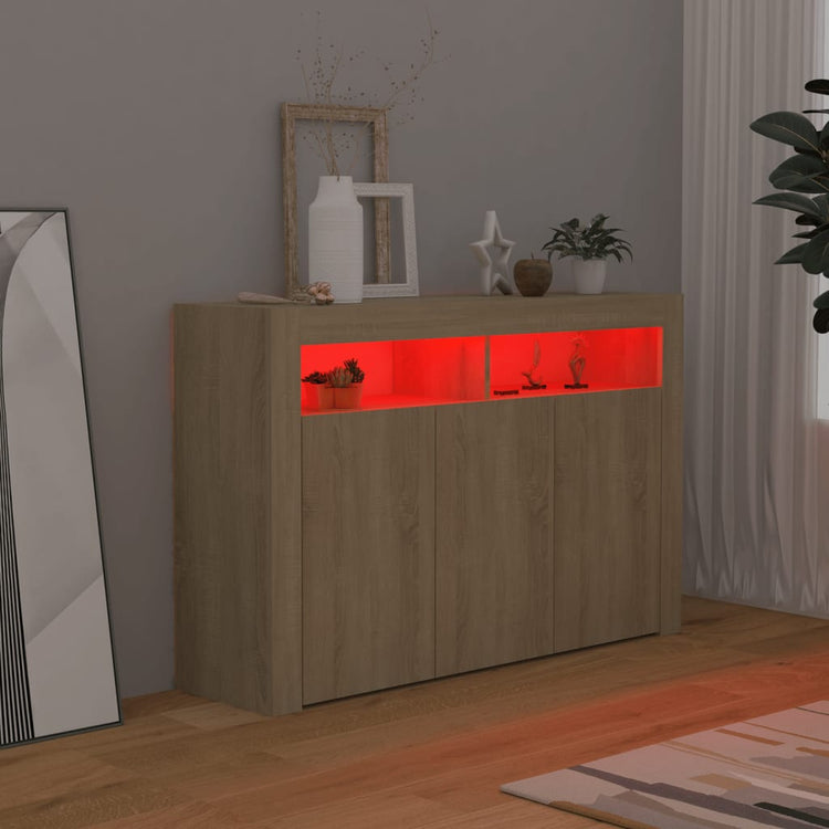 Credenza con Luci LED Rovere Sonoma 115,5x30x75 cm cod mxl 65681