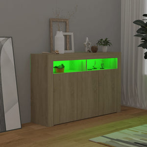 Credenza con Luci LED Rovere Sonoma 115,5x30x75 cm cod mxl 65681