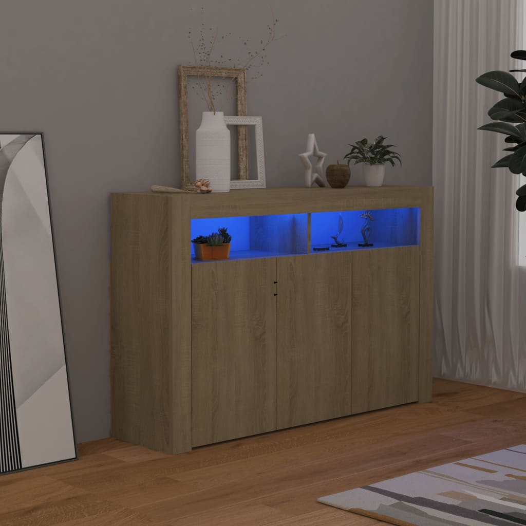 Credenza con Luci LED Rovere Sonoma 115,5x30x75 cm cod mxl 65681