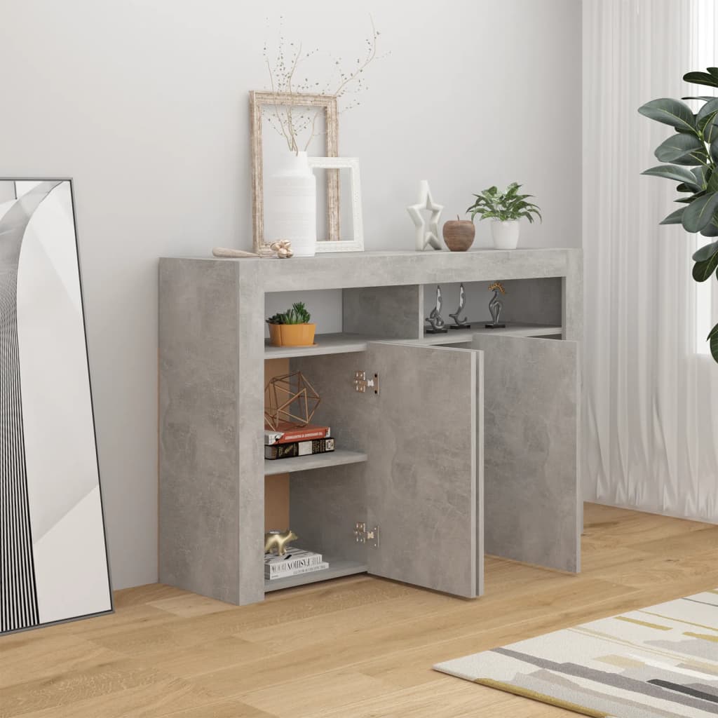 Credenza con Luci LED Grigio Cemento 115,5x30x75 cm cod mxl 13611