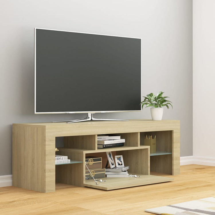 Mobile Porta TV con Luci LED Rovere Sonoma 120x35x40 cm