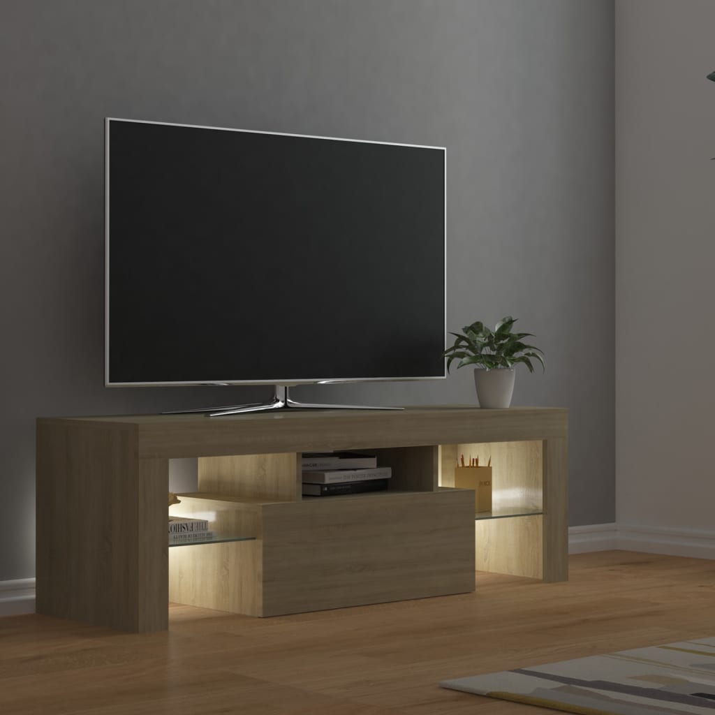 Mobile Porta TV con Luci LED Rovere Sonoma 120x35x40 cm